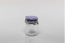 Pot de verre rond de 40ml 65 x 45 mm avec fermeture hermétique (fil de fer et caoutchouc sur le couvercle)