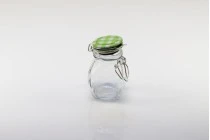 Βάζο 100 ml γυάλινο 84,5x53,5 mm με αεροστεγές κλείσιμο (σύρμα και λάστιχο στο καπάκι) - 12 τμχ mix color