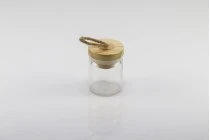 Pot en verre rond de 40ml 62 x 45 mm avec couvercle en bois et cordelette