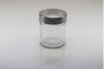 Petit pot rond de 300ml en verre 80 x 100 mm avec couvercle en argent-transparent Petit pot rond de 300ml en verre 80 x 100 mm avec couvercle en argent-transparent